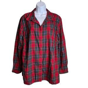 Vintage Chaps Classic Women's Red Plaid Button Up Shirt Size 3X Preppy Western